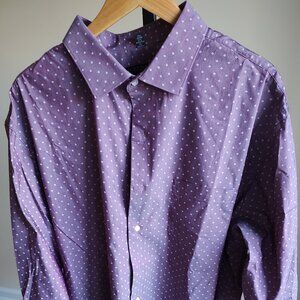 Synrgy Performance Stretch Purple/White Button Down Shirt - Size 18.5 34/35